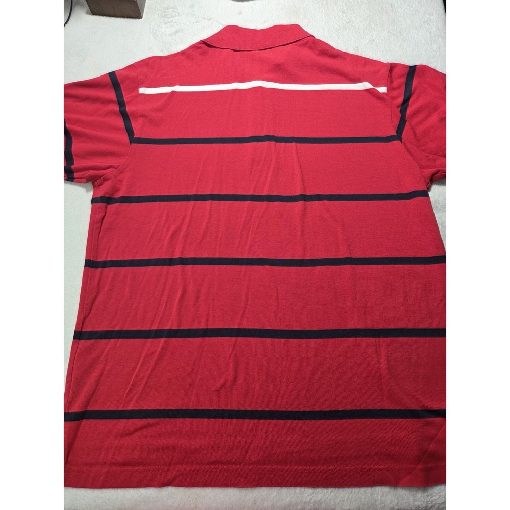 LINCS David Chu Polo Shirt Mens Large Red Navy Striped 100% Cotton Classic... - Picture 2 of 8